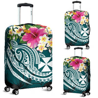 Wallis and Futuna Polynesian Luggage Covers - Summer Plumeria (Turquoise) - Polynesian Pride
