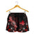 Papua New Guinea Polynesian Women's Shorts - Turtle With Blooming Hibiscus Red - Polynesian Pride