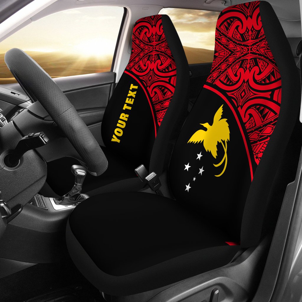 Papua New Guinea Custom Personalised Car Seat Covers - Papua New Guinea FLag Polynesian Red Curve Universal Fit Red - Polynesian Pride