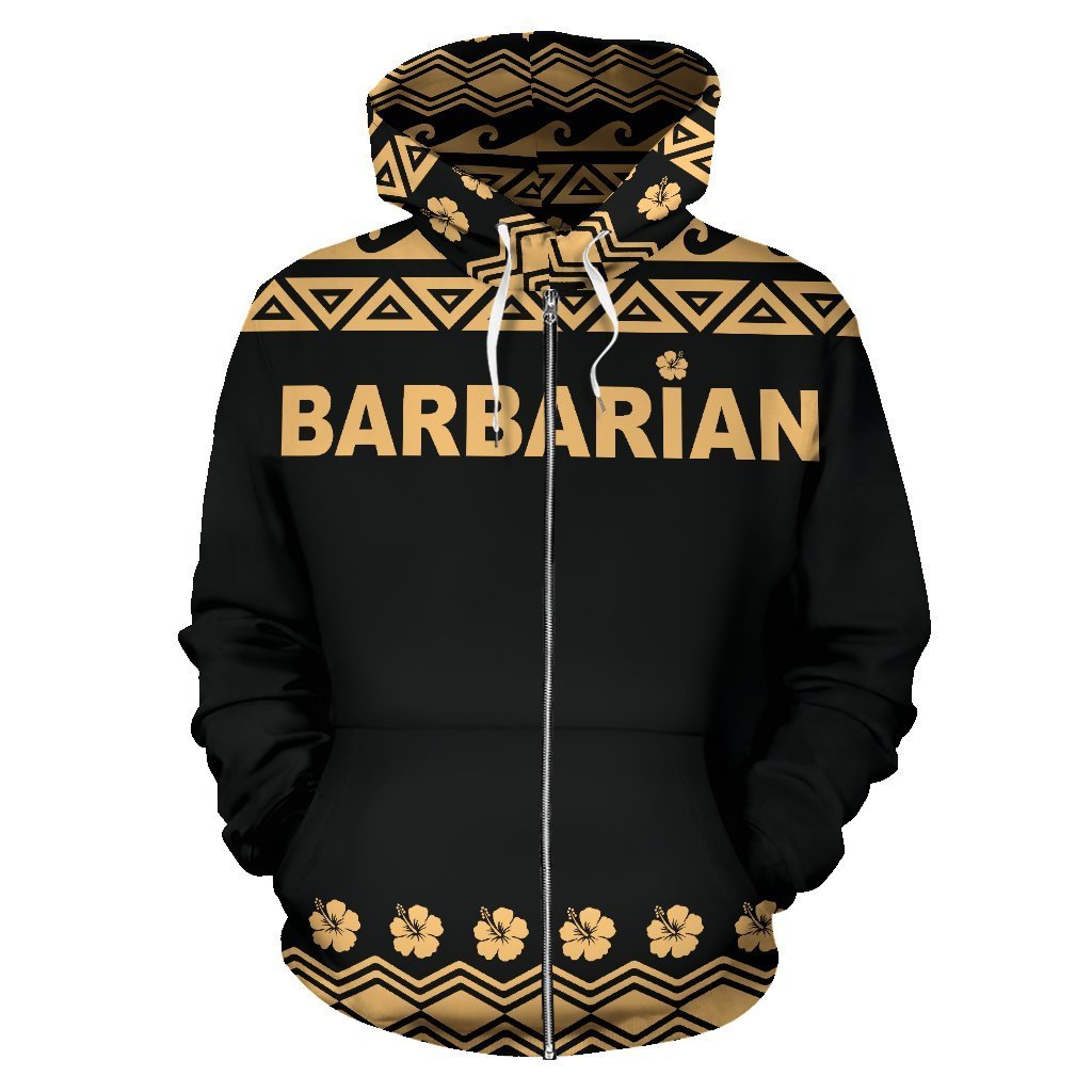 Barbarian All Over Zip up Hoodie Polynesian Shark Hoodie - Polynesian Pride