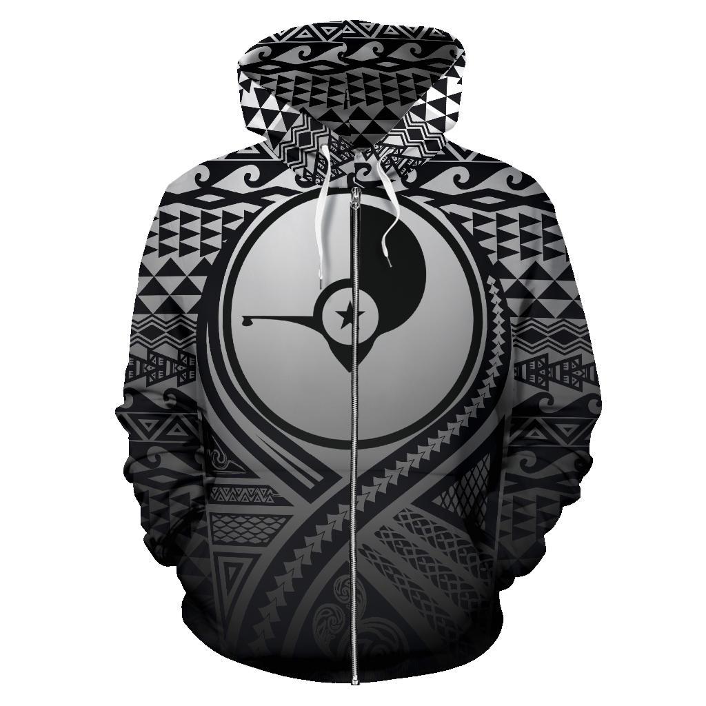 Yap All Over Zip up Hoodie Lift up Black - Polynesian Pride