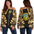 Tuvalu Women's Off Shoulder Sweater - Polynesian Tattoo Gold Gold - Polynesian Pride