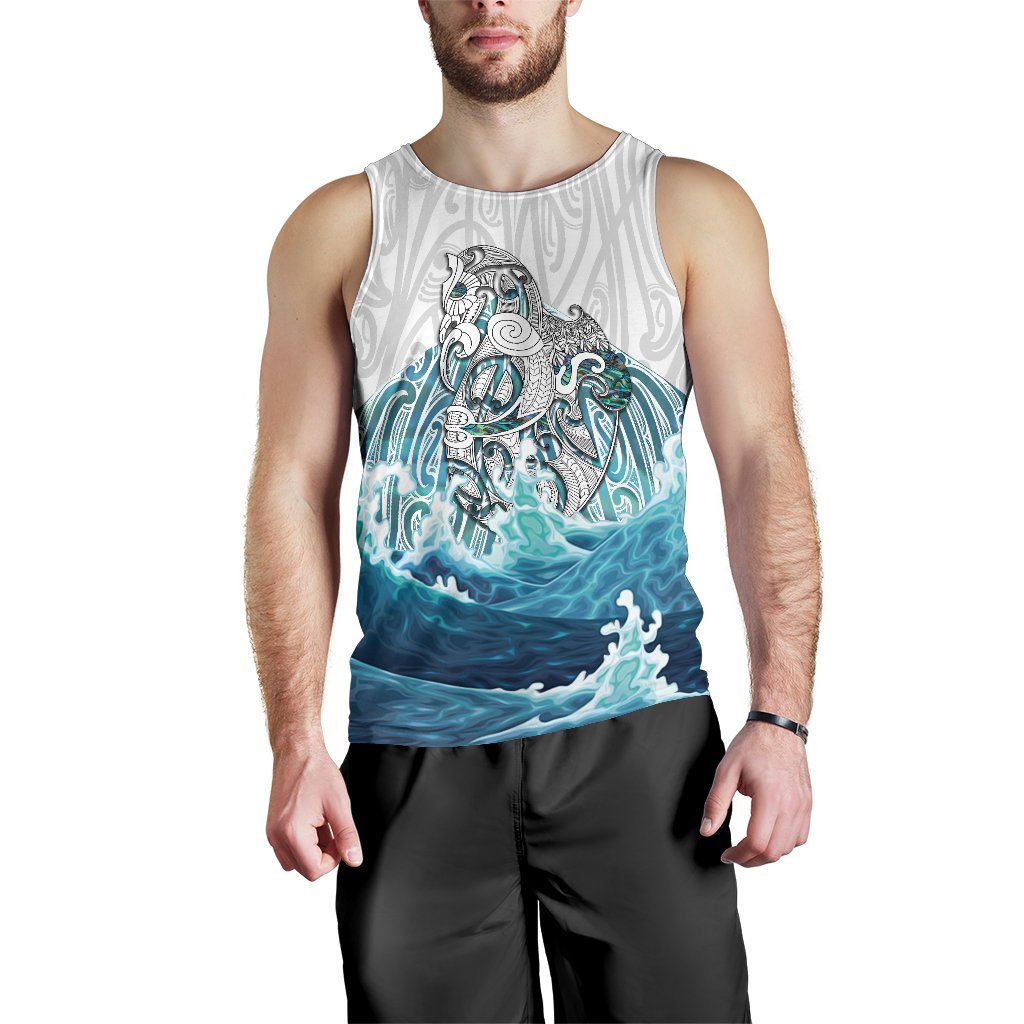 Maori Manaia The Blue Sea Men'S Tank Top, White White - Polynesian Pride