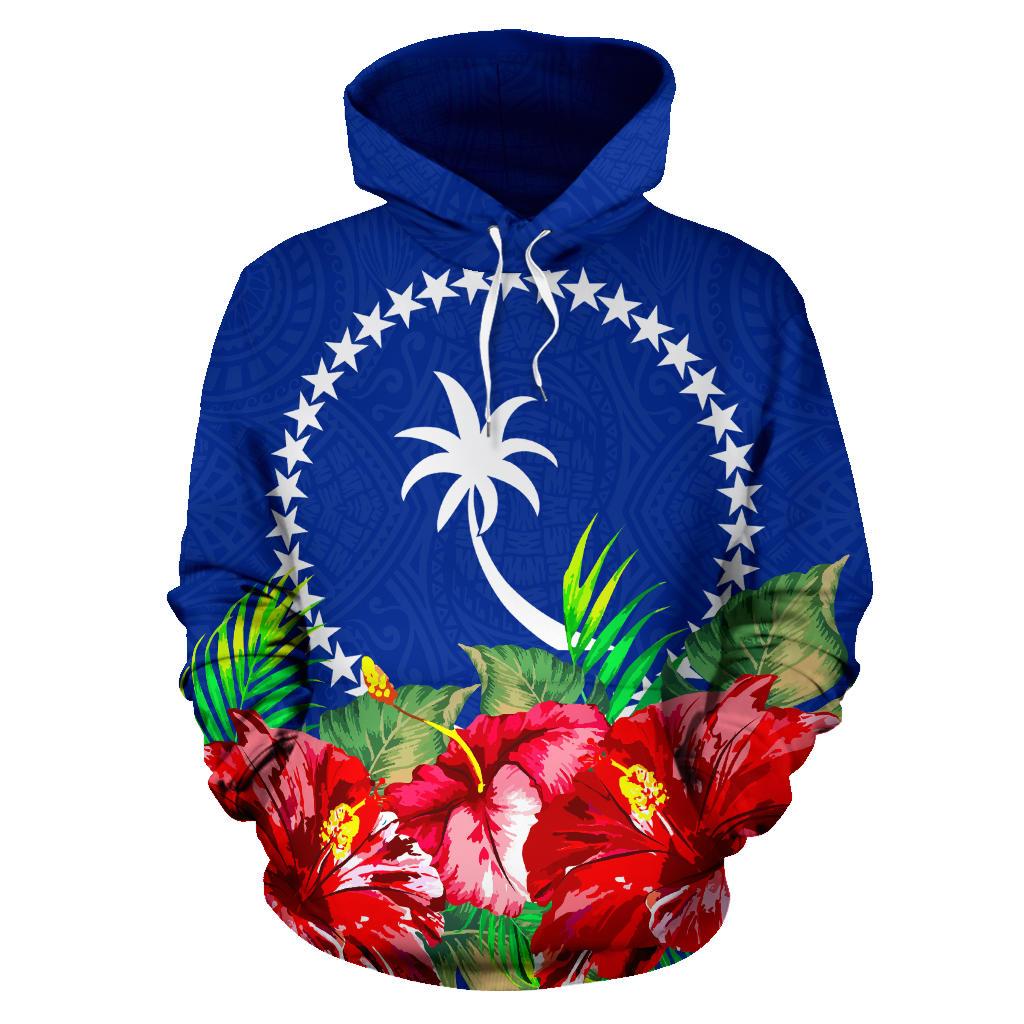 Chuuk Polynesian Hoodie Flag Hibiscus - Polynesian Pride