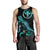 Hawaii Polynesian Men Tank Top - Turtle With Blooming Hibiscus Tuquoise - Polynesian Pride