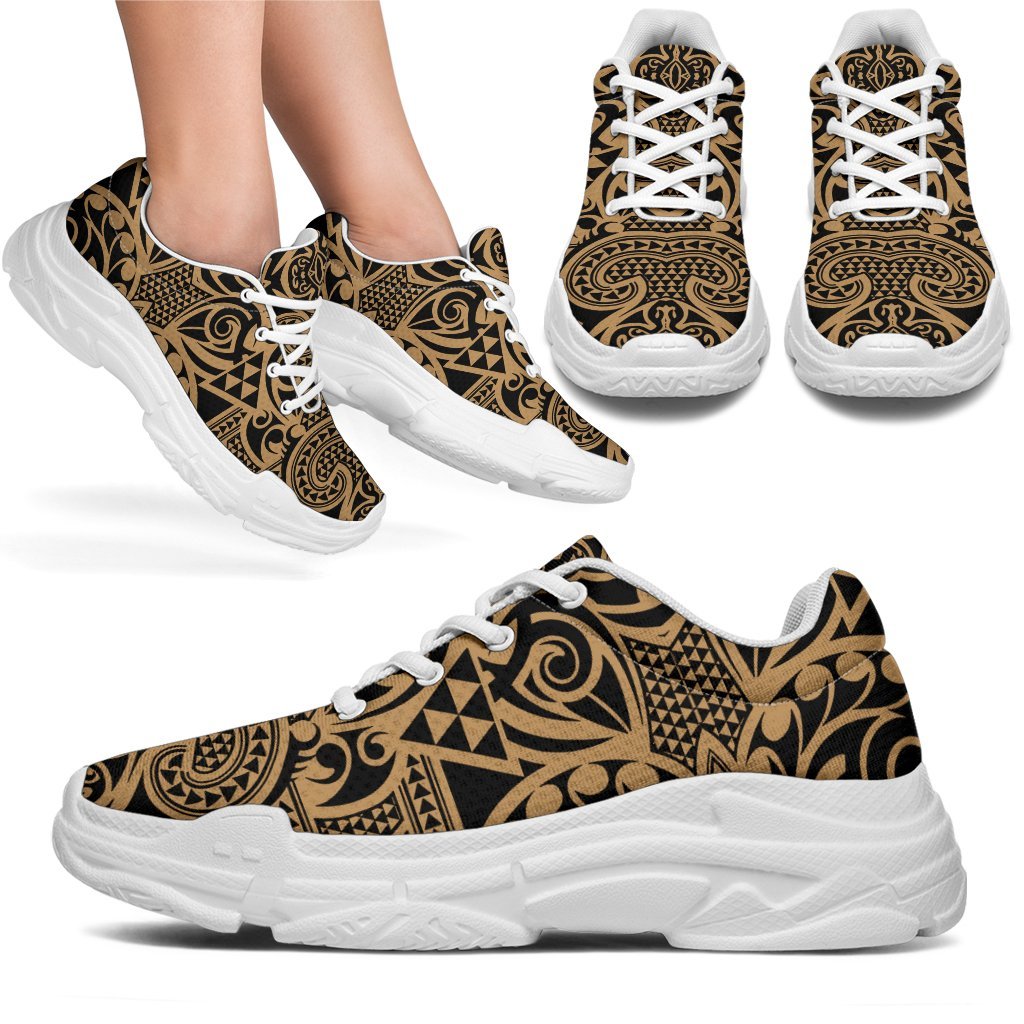 Polynesian Kakau Turtle Gold Chunky Sneakers - Polynesian Pride