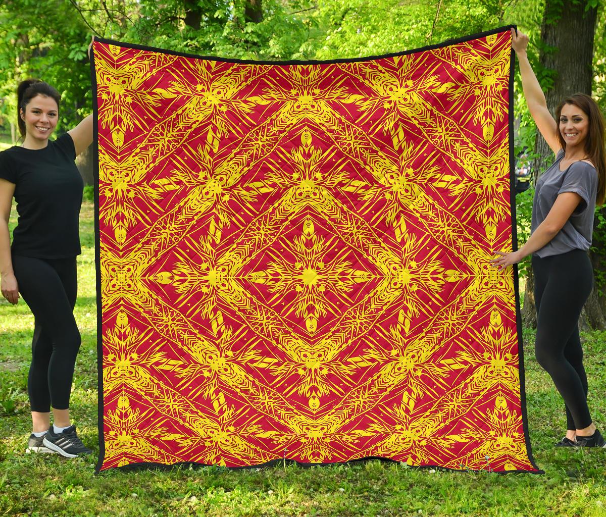 Polynesian Premium Quilt Orange White - Polynesian Pride