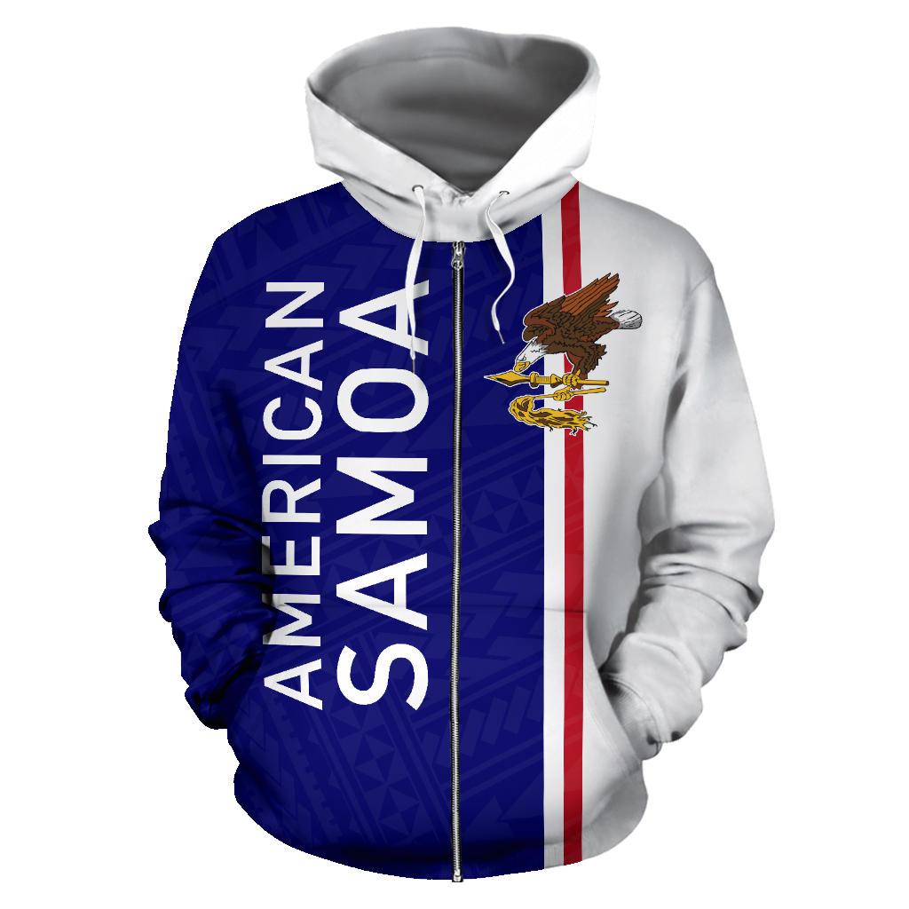 American Samoa All Over Zip up Hoodie Polynesian Straight Version - Polynesian Pride