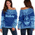 Guam Flag Polynesian Chief Women's Off Shoulder Sweater Blue - Polynesian Pride