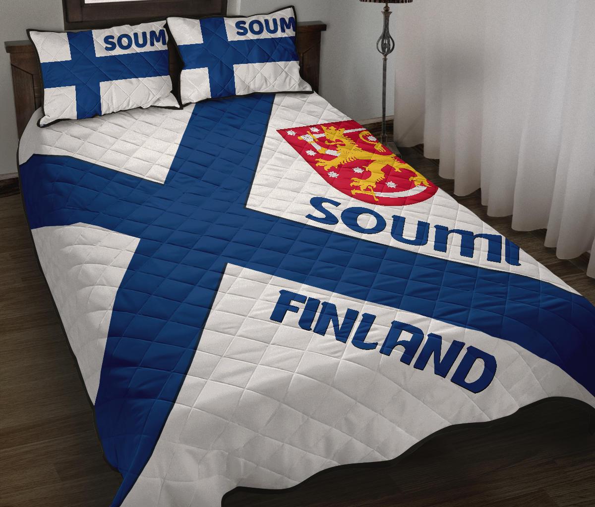 Finland Quilt Bed Set - Finland Flag Style - Polynesian Pride