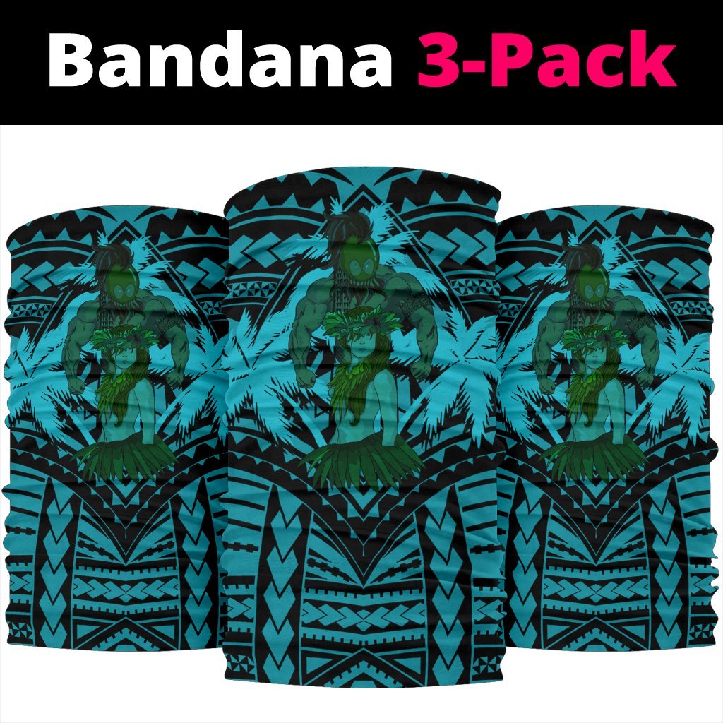 Polynesian Warrior Hula Girl Kanaka Hawaii Anchor Bandana 3 - Pack - AH - Blue - Polynesian Pride