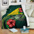 Tokelau Polynesian Premium Blanket - Green Turtle Hibiscus White - Polynesian Pride