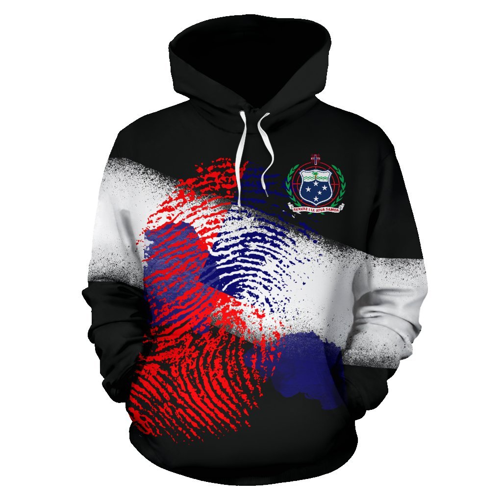 Samoa Hoodie Samoa Coat of Arms With Fingerprint Design K13 - Polynesian Pride