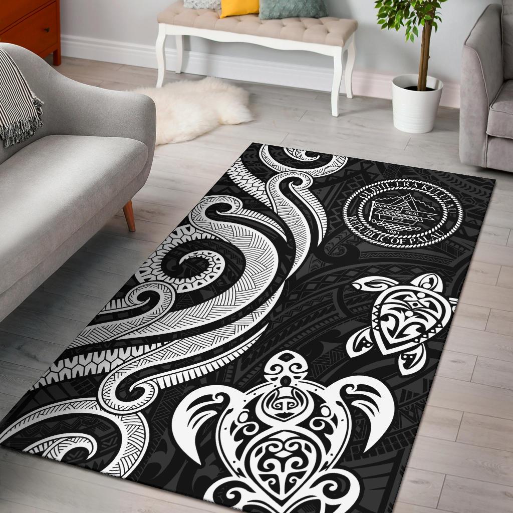 Palau Area Rug - White Tentacle Turtle White - Polynesian Pride