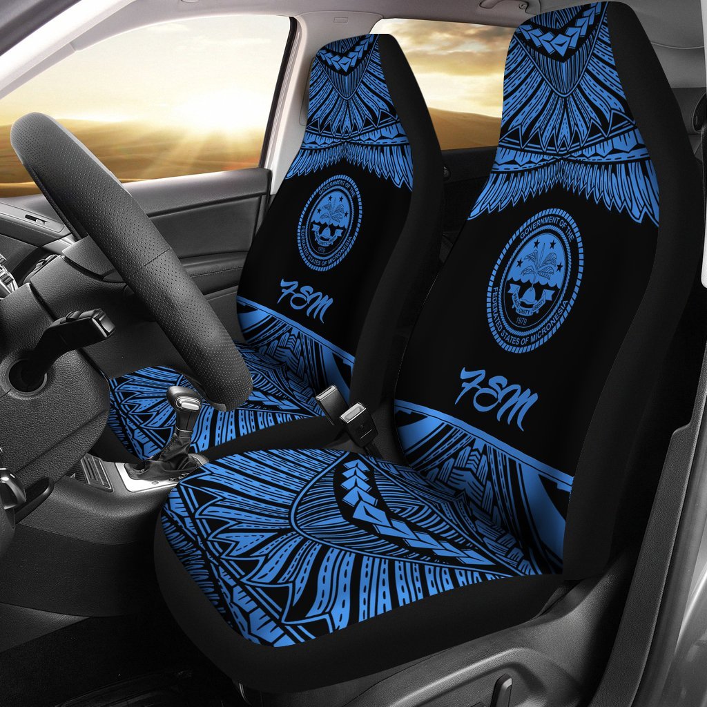 Federated States Of Micronesia Polynesian Car Seat Covers - Pride Blue Version Universal Fit Blue - Polynesian Pride