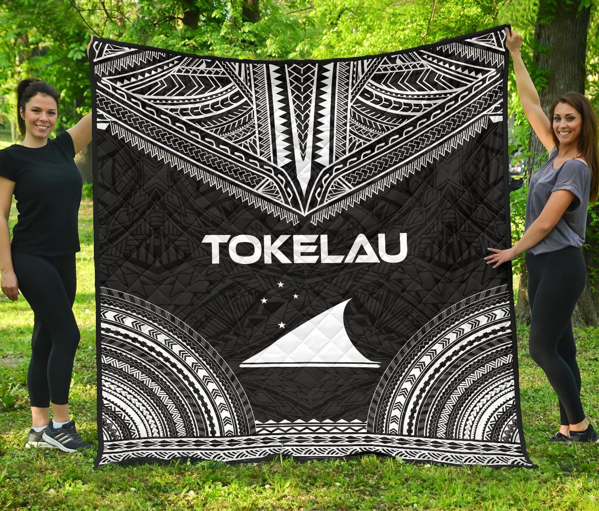 Tokelau Premium Quilt - Tokelau Flag Polynesian Chief Black Version Black - Polynesian Pride
