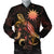 Nauru Polynesian Men's Bomber Jacket - Turtle With Blooming Hibiscus Gold Gold - Polynesian Pride