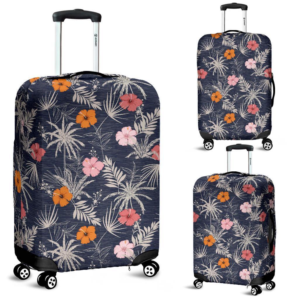 Tropical Grey Luggage Cover White - Polynesian Pride