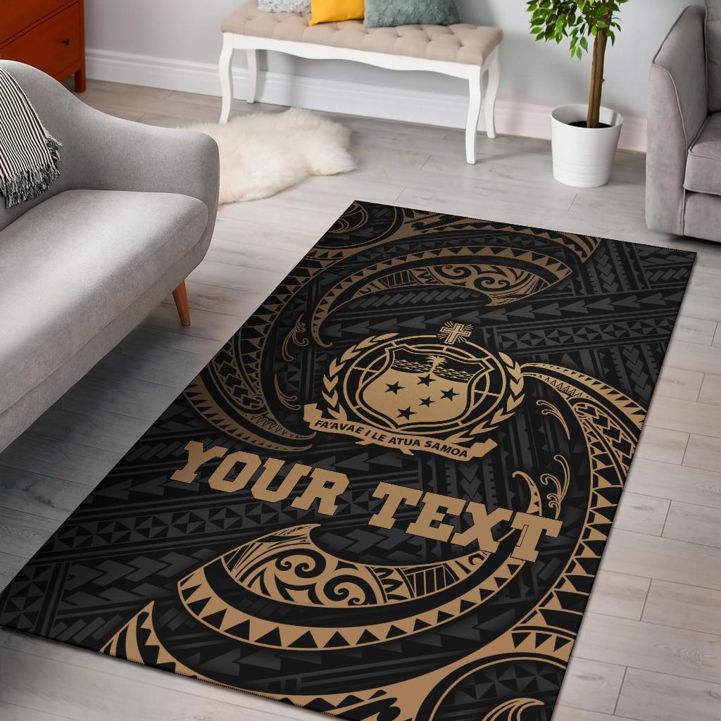 Samoa Polynesian Custom Personalised Area Rug - Gold Tribal Wave Gold - Polynesian Pride