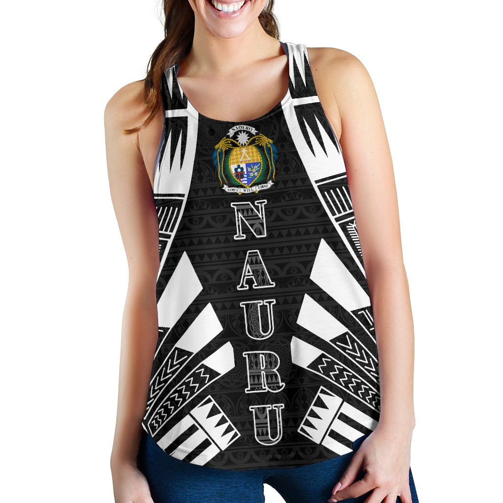 Nauru Women Racerback Tank - Polynesian Tattoo Black Black - Polynesian Pride