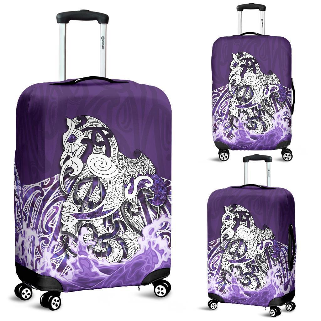 Maori Manaia The Blue Sea Luggage Cover Purple Purple - Polynesian Pride