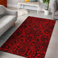 Hawaii Area Rug Polynesian Kakau Turtle AH Rug Red - Polynesian Pride