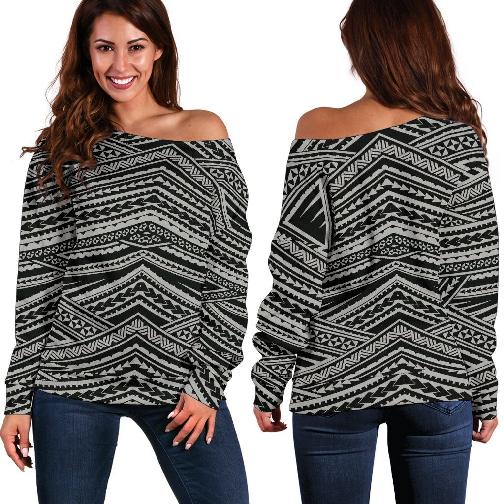 Polynesian Women's Off Shoulder Sweater 12 Grey - Polynesian Pride