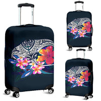 Polynesian Luggage Covers - Manta Ray And Hibiscus Blue - Polynesian Pride