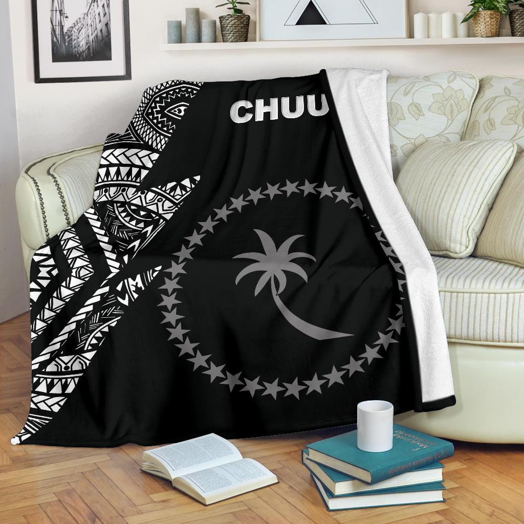 Chuuk Pattern Premium Blanket - Black Style - FSM White - Polynesian Pride