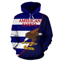 American Samoa Polynesian Hoodie American Samoa Flag Seal Wave Flag Color - Polynesian Pride