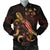 FiJi Polynesian Men's Bomber Jacket - Turtle With Blooming Hibiscus Gold Gold - Polynesian Pride