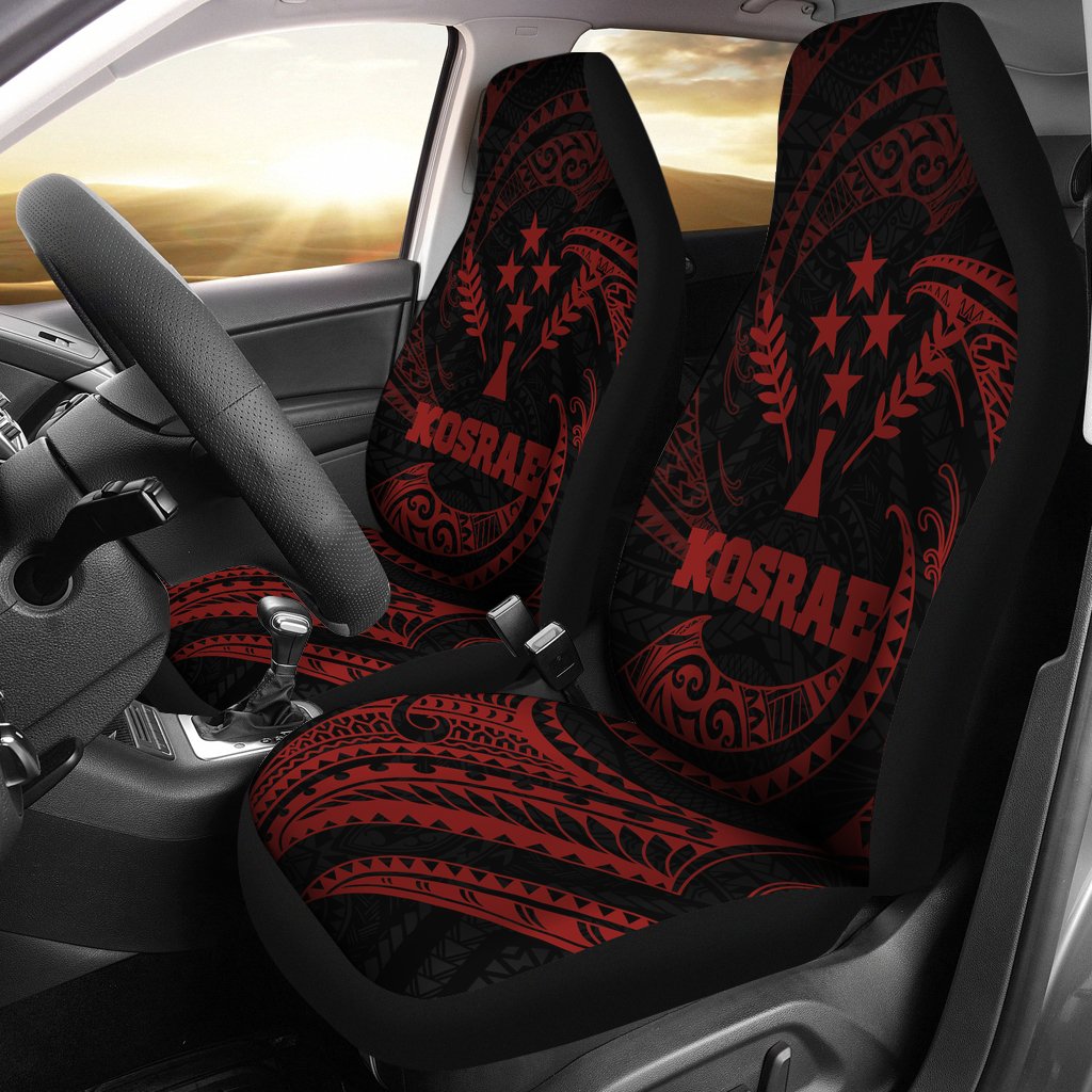 Kosrae Micronesia Car Seat Covers - Red Tribal Wave Universal Fit Red - Polynesian Pride