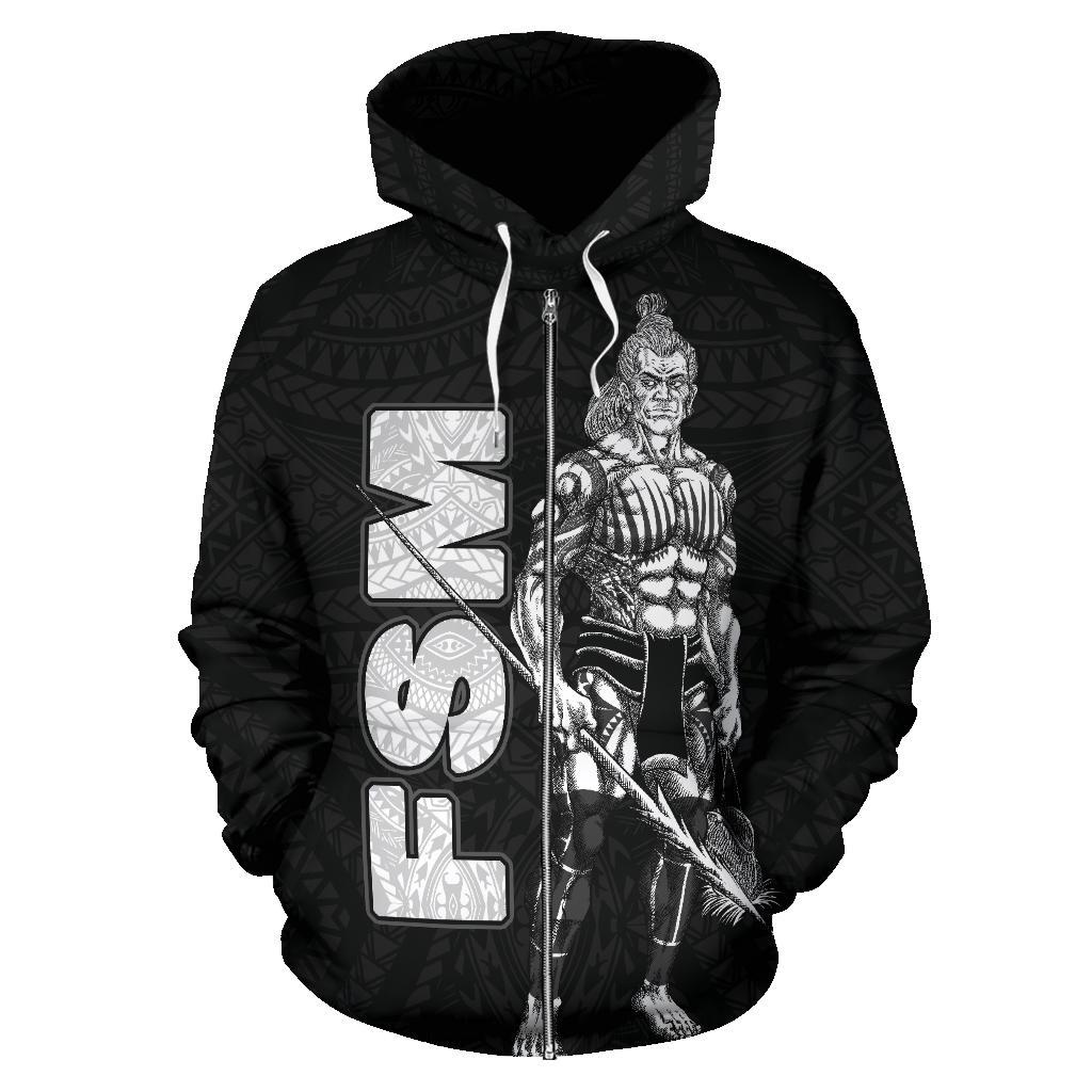 Federated States of Micronesia Zip up Hoodie Micronesian Warrior - Polynesian Pride
