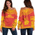 New Caledonia Flag Polynesian Chief Women's Off Shoulder Sweater Red - Polynesian Pride