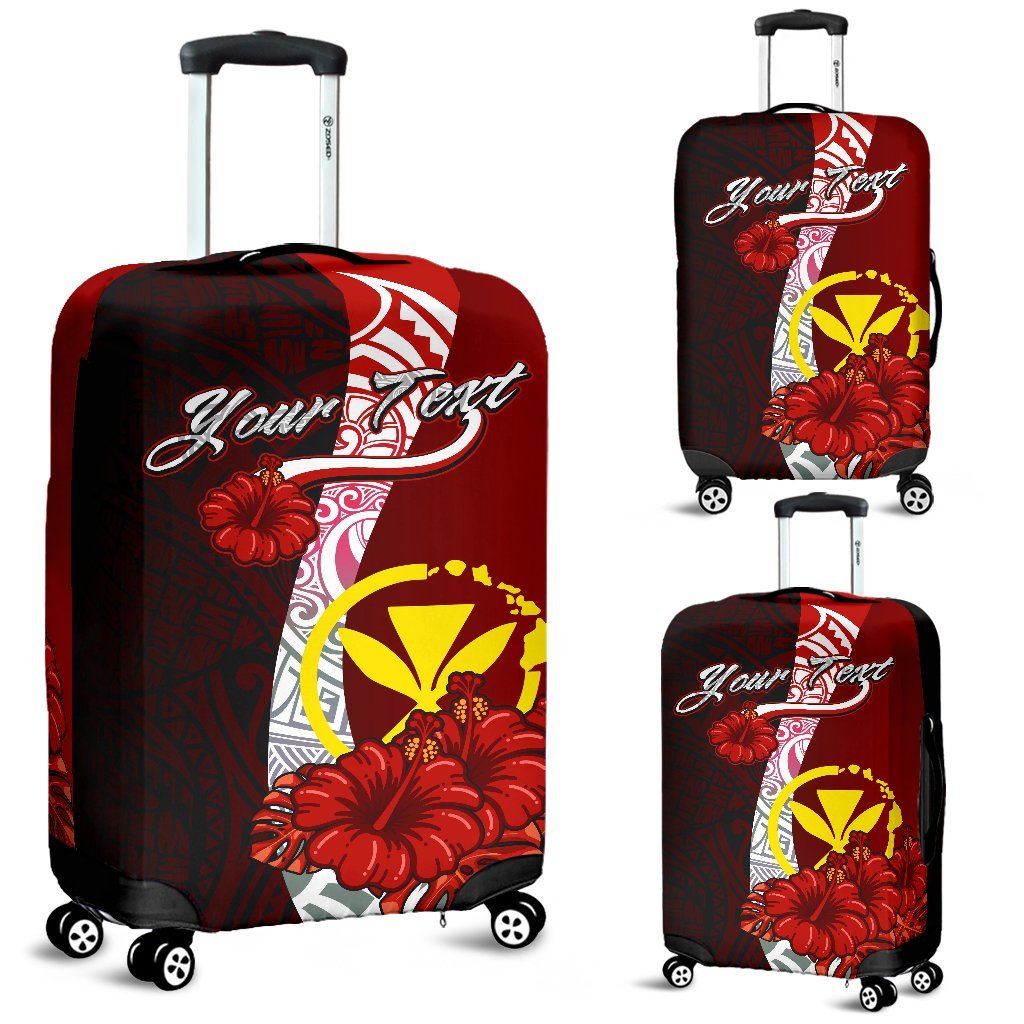 Hawaii Polynesian Custom Personalised Luggage Covers - Coat Of Arm With Hibiscus Red - Polynesian Pride