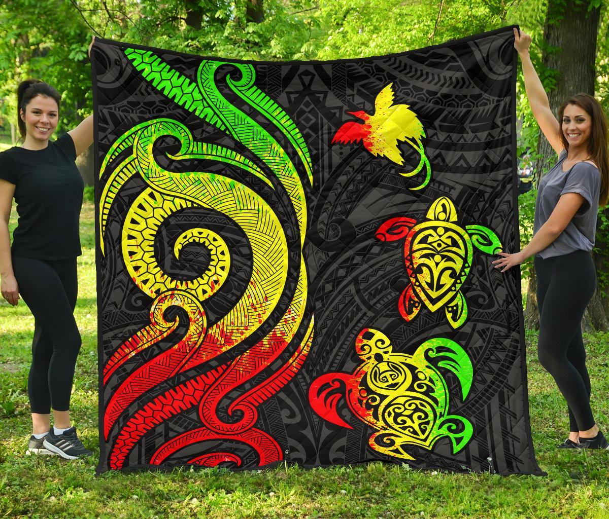 Papua New Guinea Premium Quilt - Reggae Tentacle Turtle - Polynesian Pride