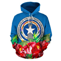 Northern Mariana Islands Polynesian Hoodie Flag Hibiscus - Polynesian Pride