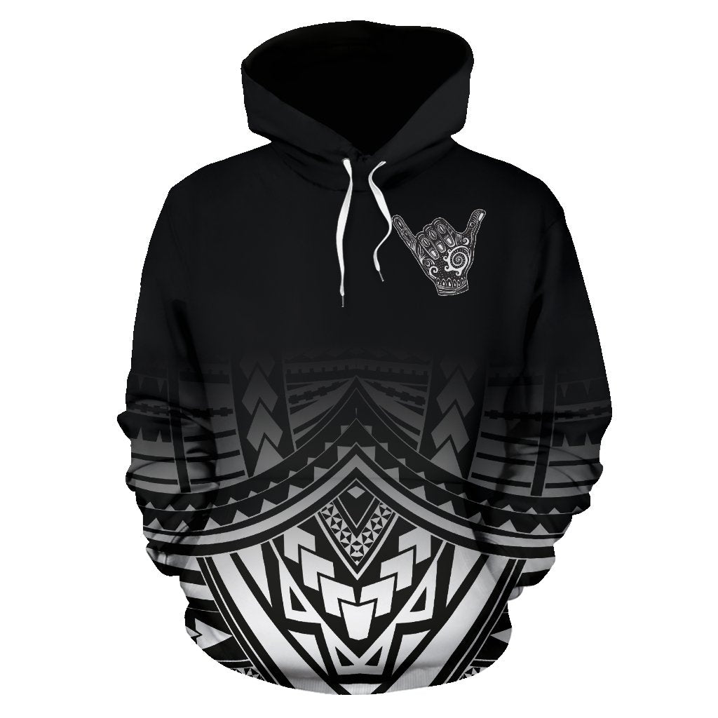 Polynesian All Over Hoodie Shaka Black Version - Polynesian Pride