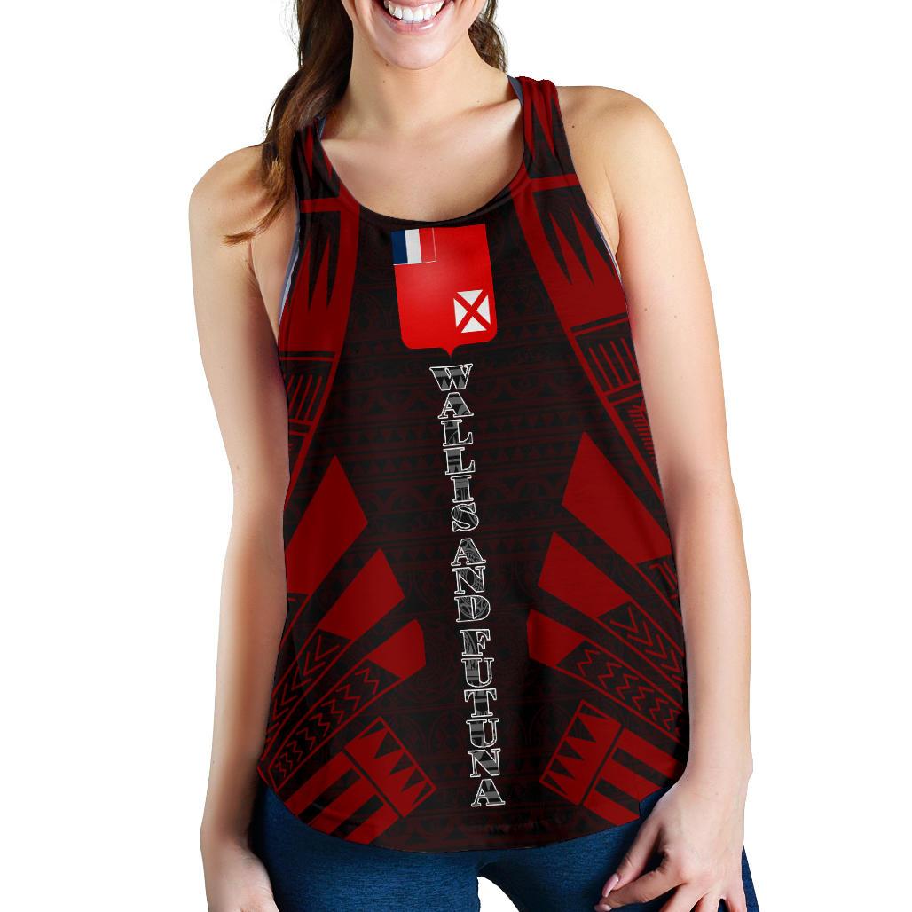 Wallis And Futuna Women Racerback Tank - Polynesian Tattoo Red Red - Polynesian Pride