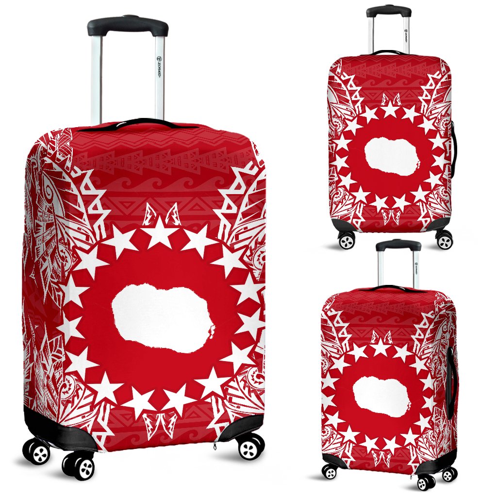 Cook Islands Polynesian Luggage Covers Map Red White Red - Polynesian Pride