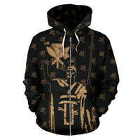 Hawaii King Kanaka Maoli Golden Zip up Hoodie - Polynesian Pride