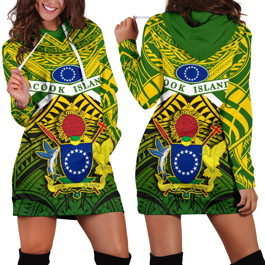 Cook Islands Rugby Hoodie Dress Spirit Green - Polynesian Pride