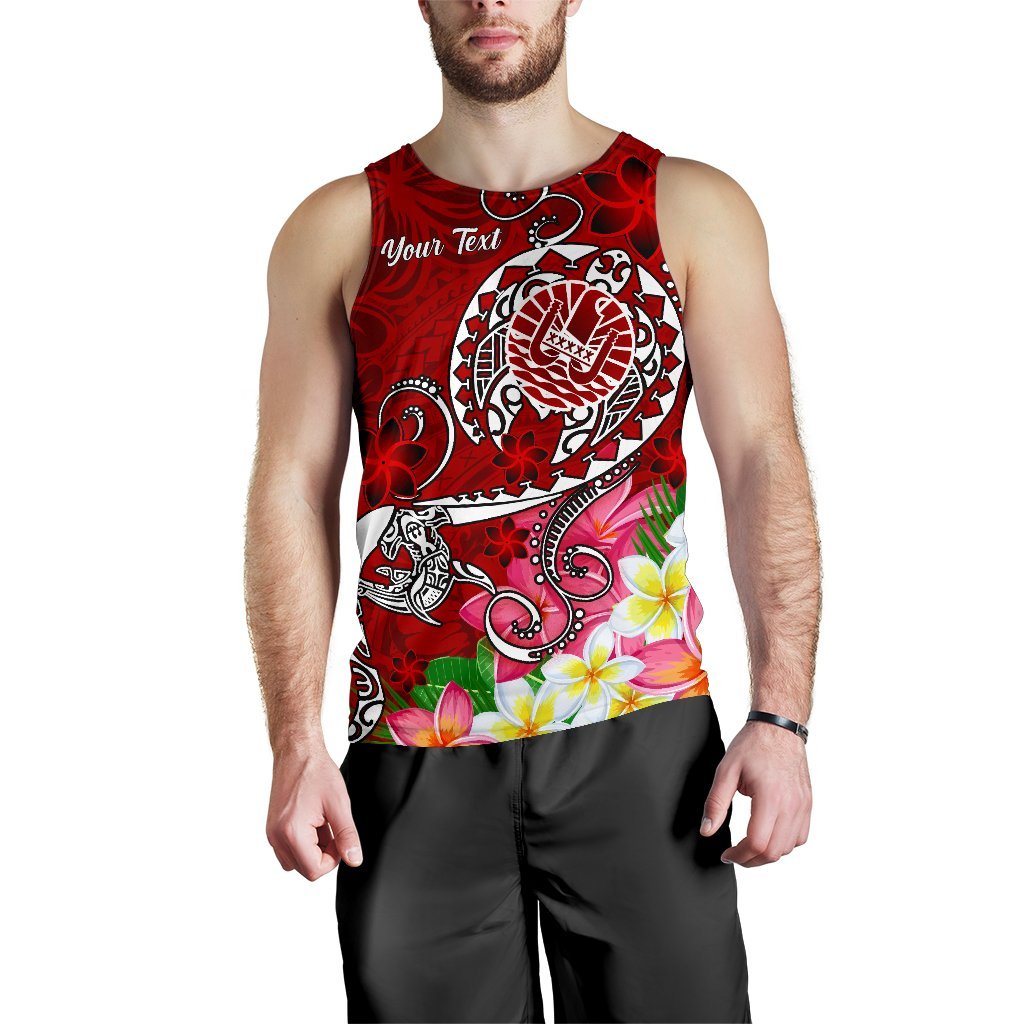 Tahiti Custom Personalised Men's Tank Top - Turtle Plumeria (Red) - Polynesian Pride