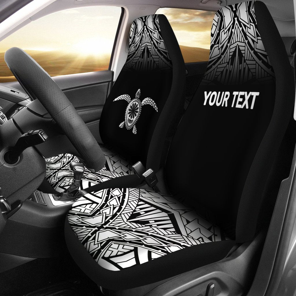 Hawaii Custom Personalised Car Seat Covers - Polynesian Turtle Tattoo Fog Black Universal Fit Black - Polynesian Pride