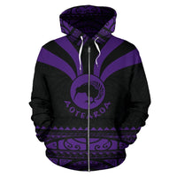 New Zealand Aotearoa Hoodie, Maori Silver Fern Zip up Medal Version Hoodie - Polynesian Pride