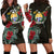 Nauru Hoodie Dress - Nauru Coat Of Arms Hibiscus Black - Polynesian Pride