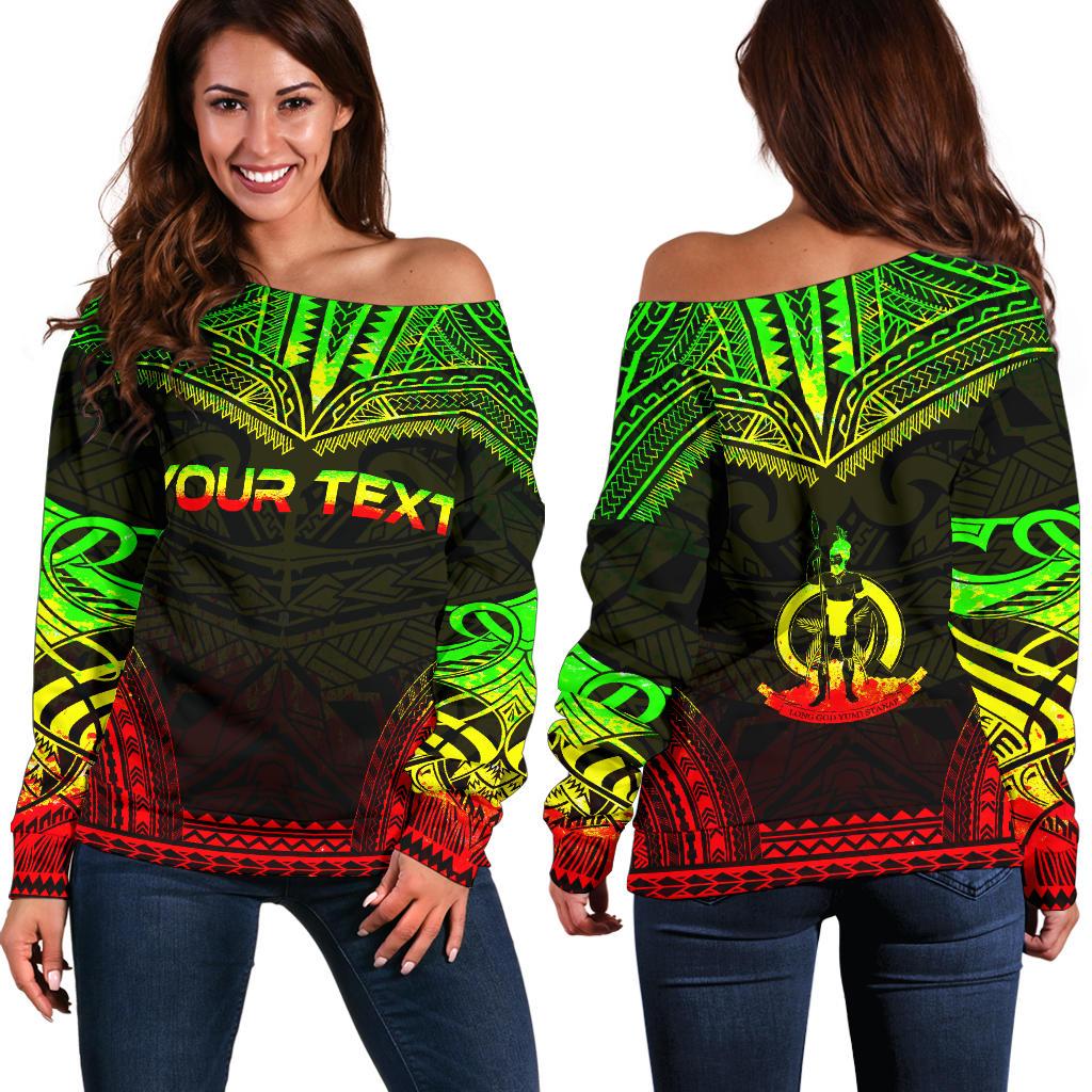 Vanuatu Polynesian Chief Custom Personalised Women's Off Shoulder Sweater - Reggae Version Art - Polynesian Pride