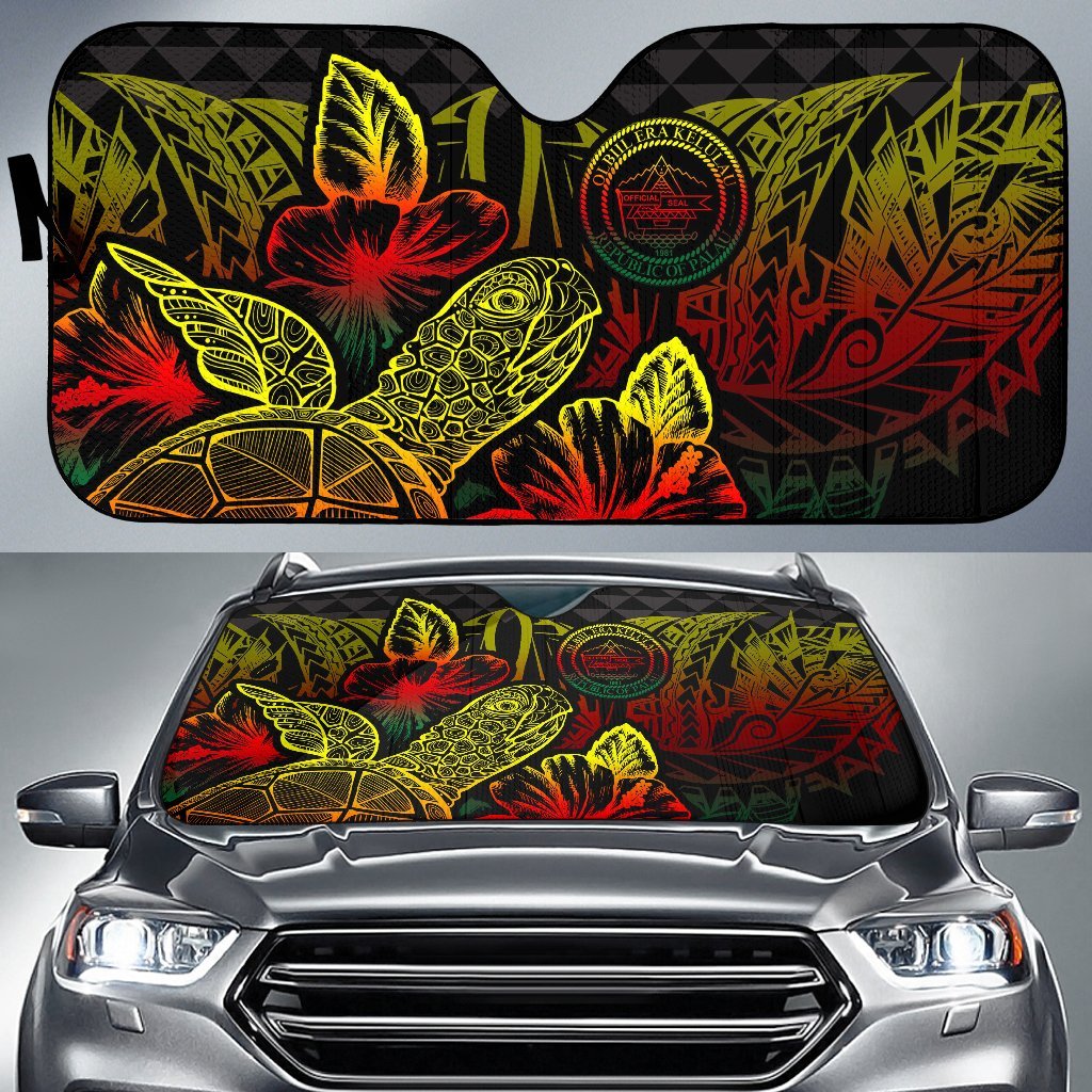 Palau Auto Sun Shades Turtle Hibiscus Reggae Auto Sun Shade Universal Fit Reggae - Polynesian Pride