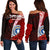 Northern Mariana Islands Polynesian Women's Off Shoulder Sweater - Coat Of Arm With Hibiscus Red - Polynesian Pride