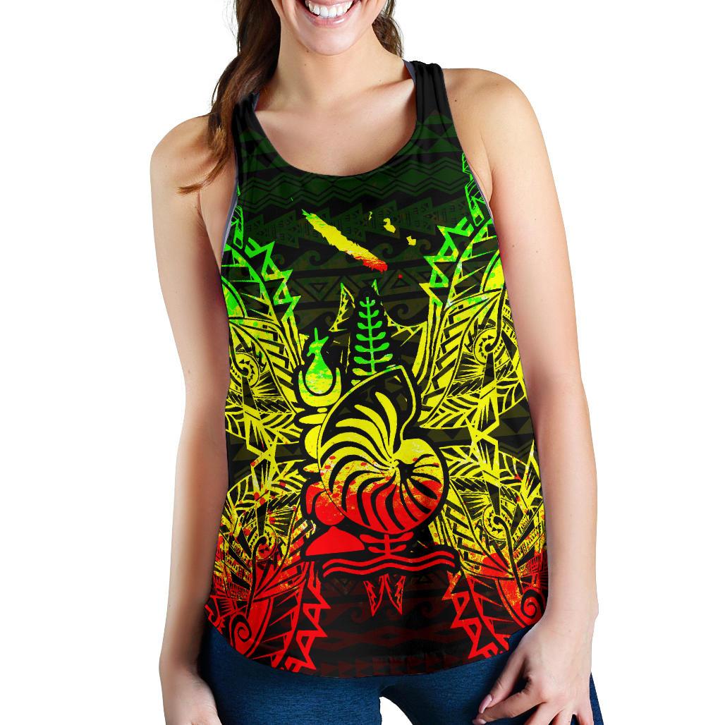 New Caledonia Polynesian Women Tank Top Map Reggae Reggae - Polynesian Pride